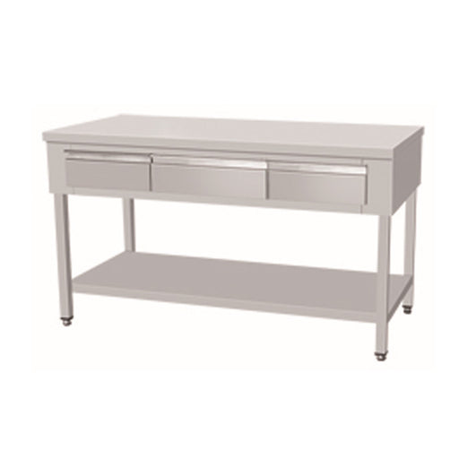 Stainless Steel Work Bench With Undershelf & 2 Drawers