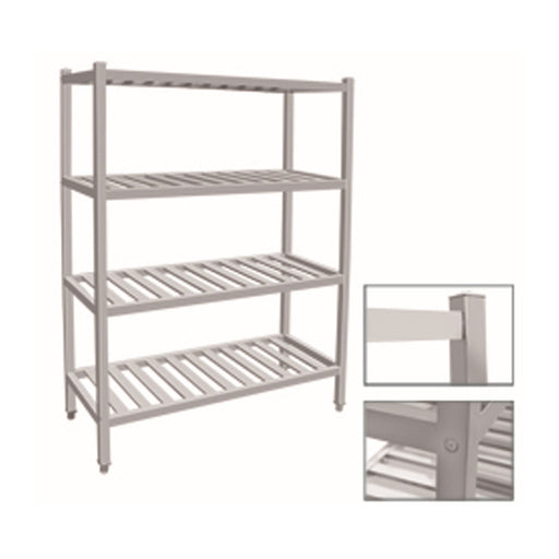 Stainless Steel 4-Tier Plaid Shelving (Square Tube Leg)