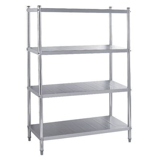 Stainless Steel 4-Tier Flat Shelving (Round Tube Leg)
