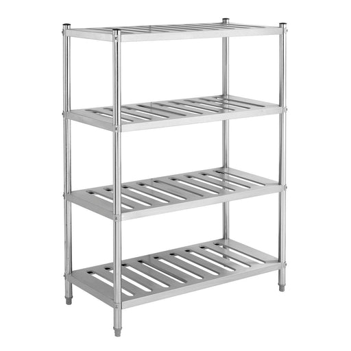 Stainless Steel 4-Tier Plaid Shelving (Round Tube Leg)