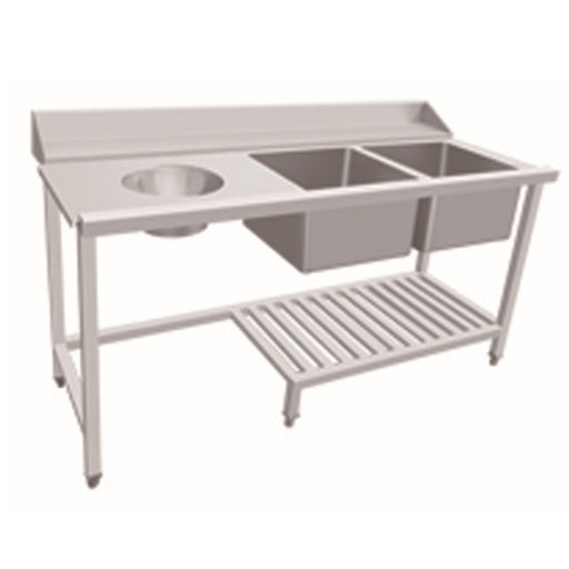 Stainless Steel Landing Dish Rack Table with 2-Bowl & Backsplash