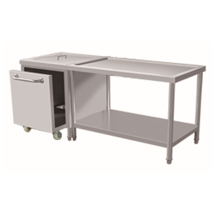 Stainless Steel Workbench with Trash Bin Cabinet
