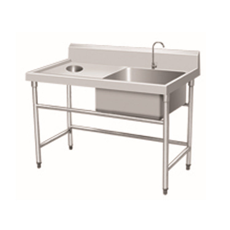 Stainless Steel Sink Table with Garbage Hole & Backsplash