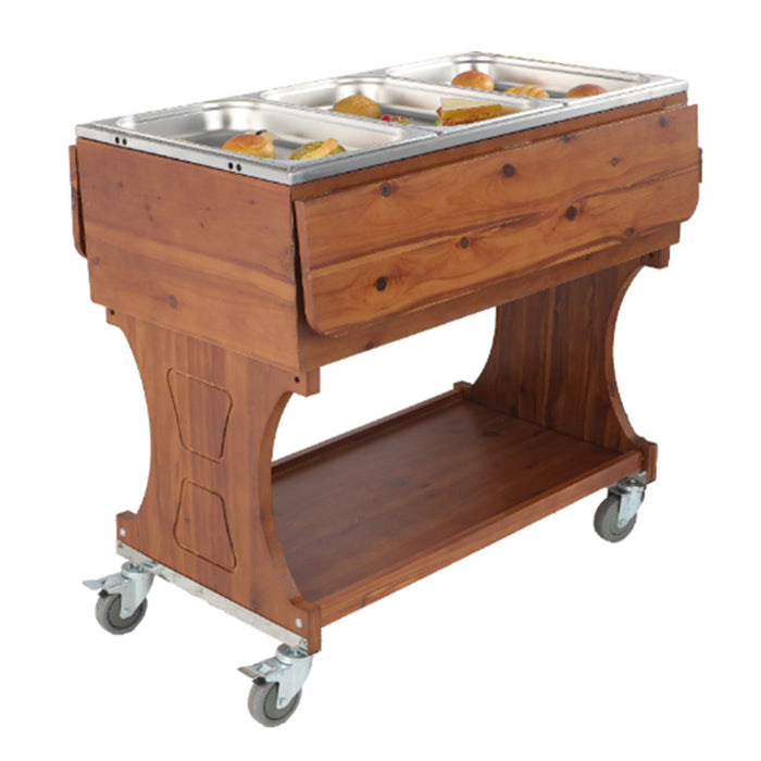 Solid Wood Food Trolley for insulated GN Pan (fix down)