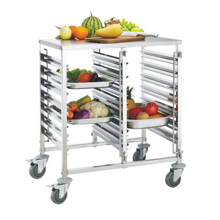 6-Tier Dual Row 1/1 GN Pan Trolley With Worktop