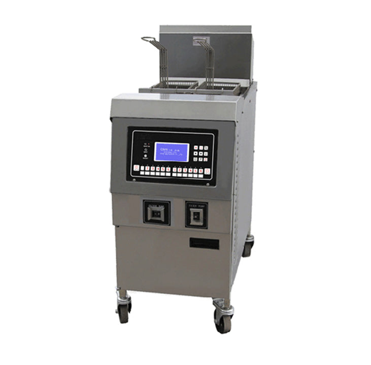 1 Tank and 2 Basket Gas Open Fryer with Oil Pump and LCD Panel (Digital Control)