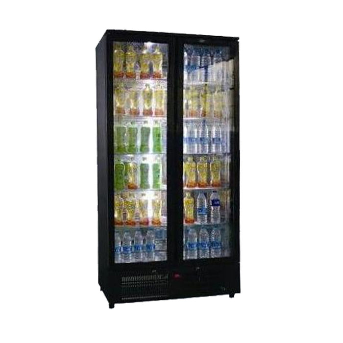 Beverage Cooler With Double Glass Door (Black)